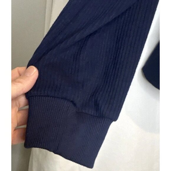 Pretty Garden Women’s Blue Ribbed 1/2 Zip Pullover Top Sz M Athleisure NEW - Picture 3 of 9